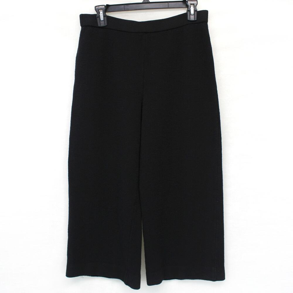 St. John Caviar Santana knit black cropped pants minimalist old money size 10